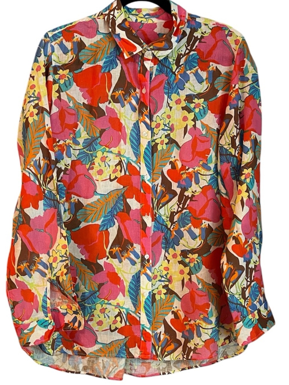 J McLaughlin Button Down Floral Print Blouse Size  Large